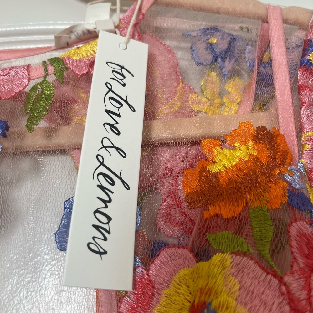 NWT For Love & Lemons Percy Floral Embroidery Mini Dress Size XS - Picture 4 of 7
